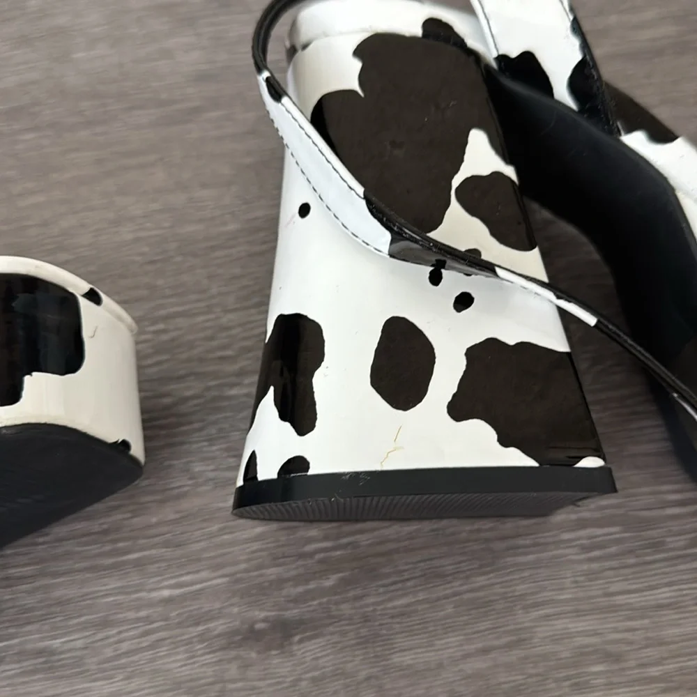 Cow Print Platform Sandals